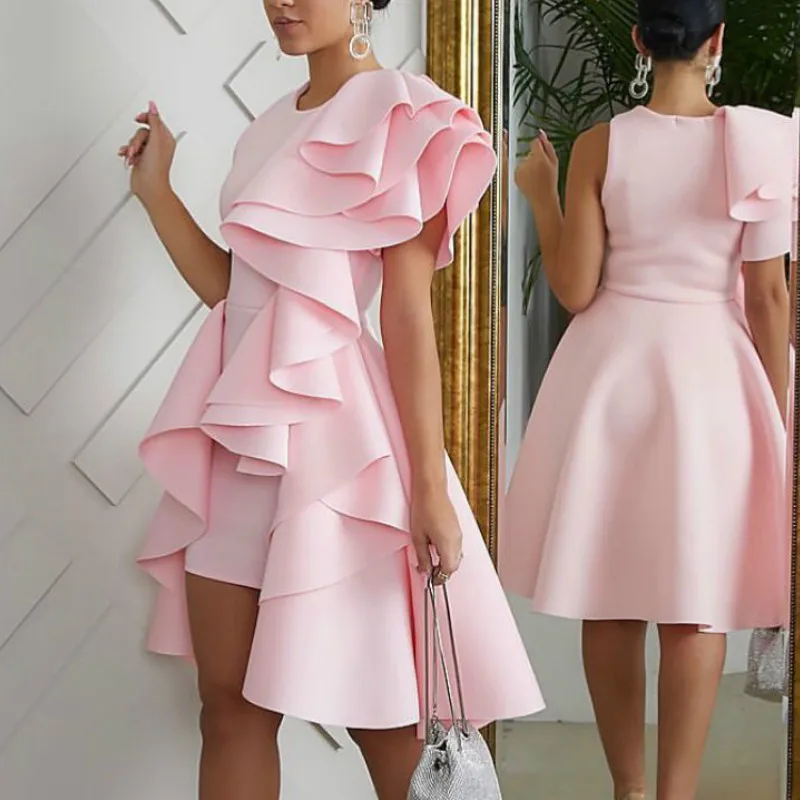 

2020 Summer Fashion Plus Size Women Elegant Ruffle Sleeveless Midi Dress Party Night Club Wear Ladies Vestidos Dresses