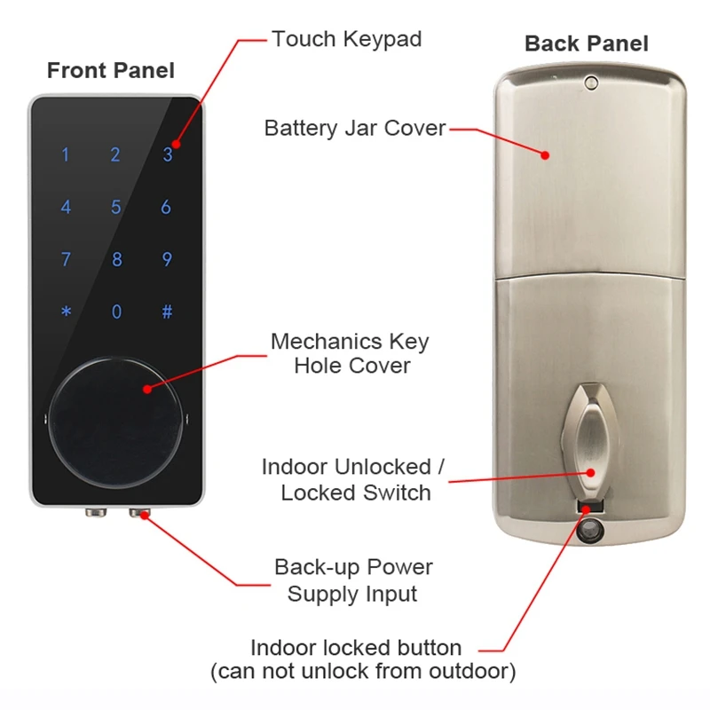 

Bluetooth Deadbolt Lock Digital Electronic Keyless Entry APP Wifi Remote Control Keyboard Smart Press Screen Door Lock