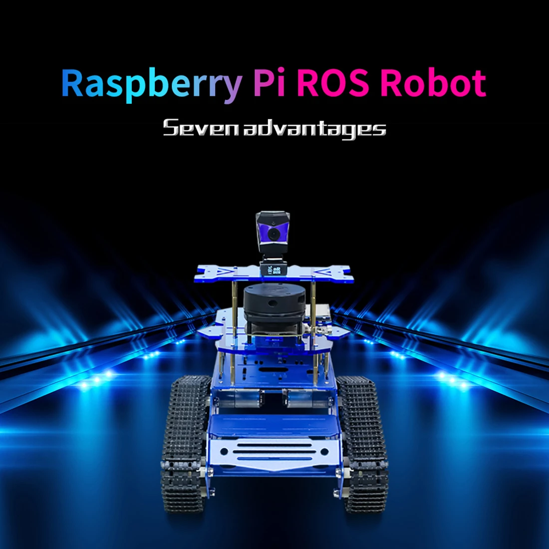 DIY умный робот танк шасси автомобиля с лазерным радаром для Raspberry Pi 4 (2G) -черный |