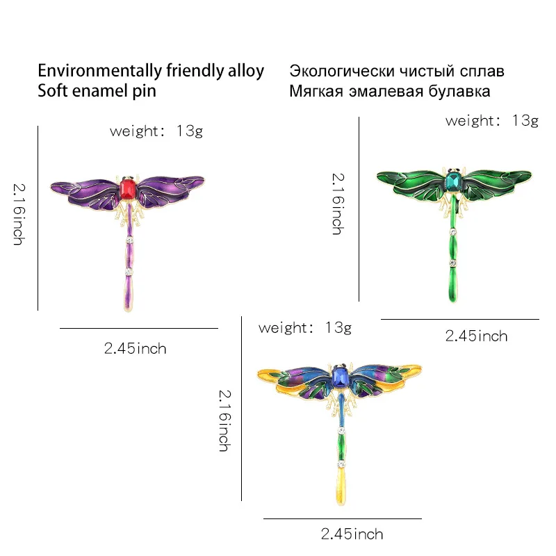

Dragonfly Lapel Pins Wholesale Colorful Rhinestone Dragonfly Animal Brooch Vintage Oil Drip Brooch Enamel Dragonfly Lapel Pins