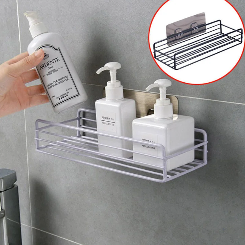 

Bathroom Iron Shelf Kitchen Accessories And Tools Punch-Free Storage Rack For Toiletries Storage Container Home Organizer Rack