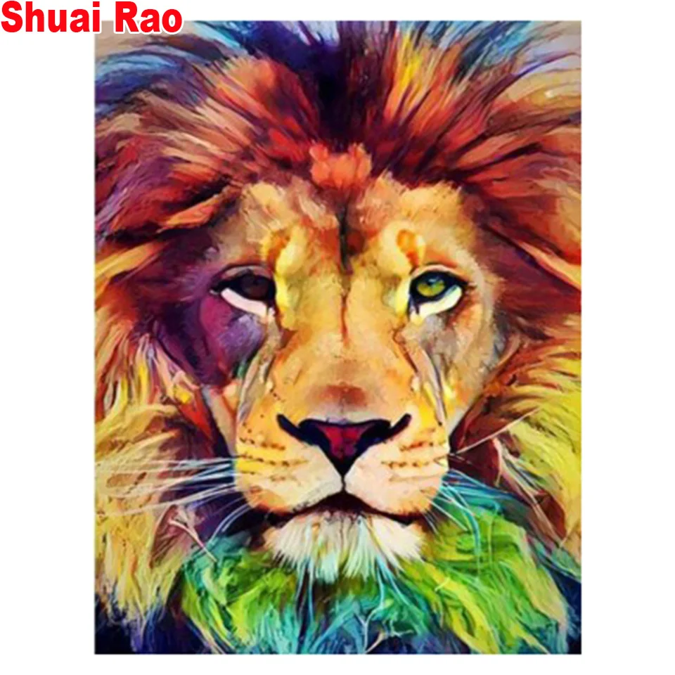 

5D Diy Daimond Painting brown green lion Diamond mosaic full square round drills Diamant Painting Embroidery Rhinestone animal