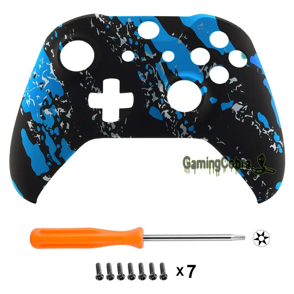 Blue Coating Splash Узорчатая мягкая сенсорная верхняя крышка передний корпус чехол для Xbox One X и One S Контроллер Модель 1708 - Цвет: Blue Coating Splash