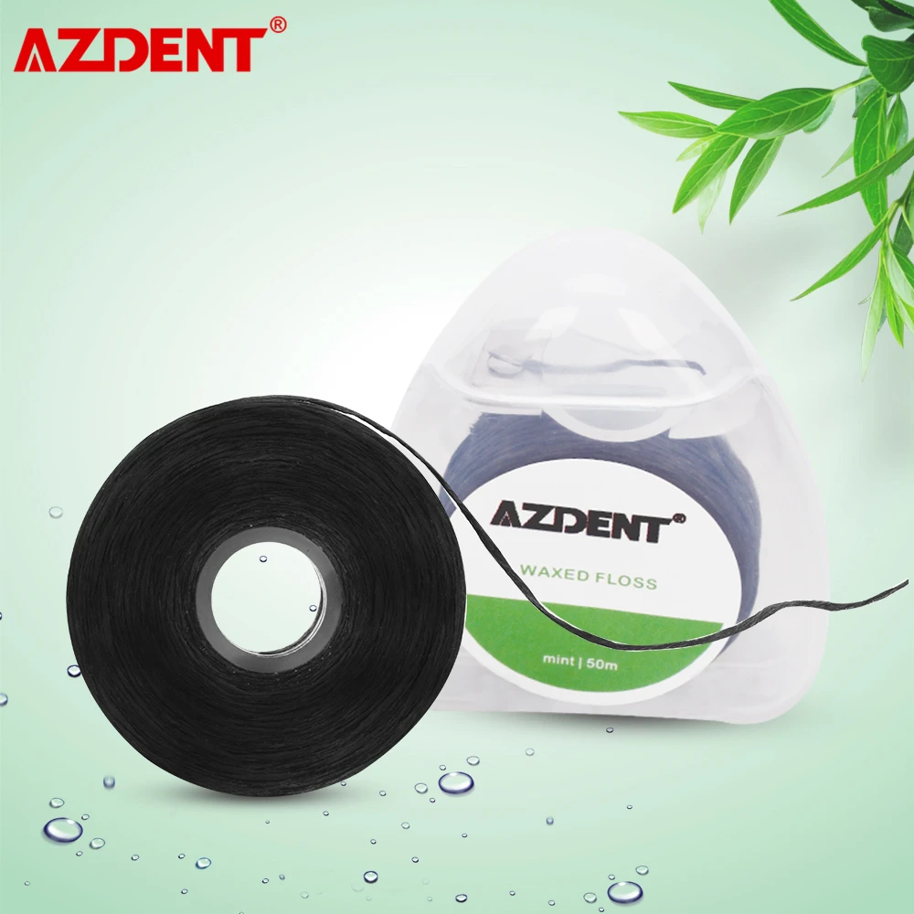 Зубная нить AZDENT со встроенной катушкой 10 рулонов воск с мятным вкусом
