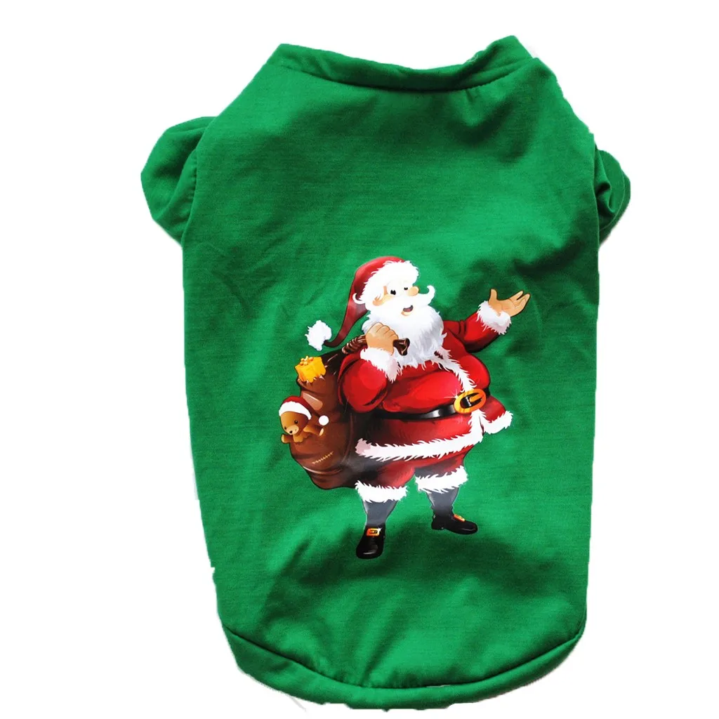 Зимняя одежда с рождественским принтом для домашних собак топ длинными рукавами