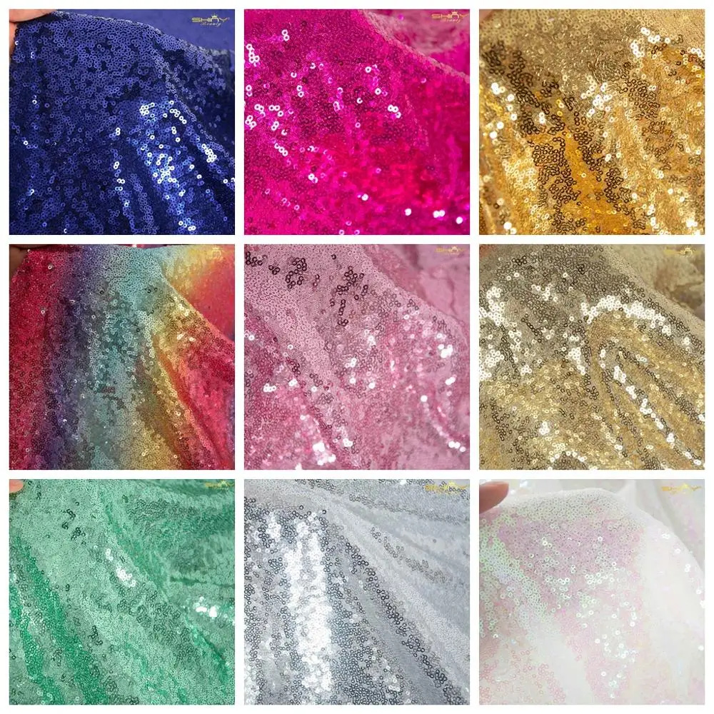 Блестящая ткань 10 ярдов 3 мм темно синяя для рукоделия шитья одежды блестящая