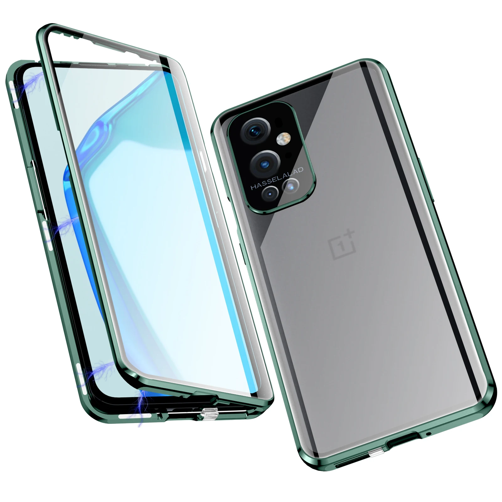 

Магнитный адсорбционный чехол для OPPO Oneplus 9 Pro/ 8 Pro, двусторонний защитный чехол из закаленного стекла с металлической рамкой