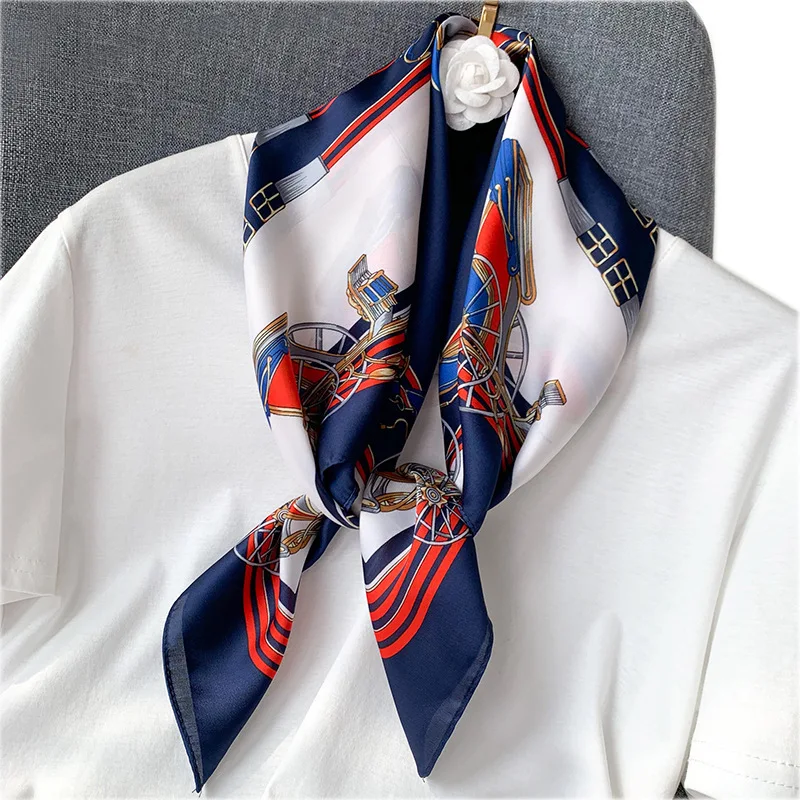 

Designer Brand Women Scarf Fashion 2019 Print Silk Scarves Square Small Handkerchief Office Neck Hair Scarfs 70*70cm Bandana