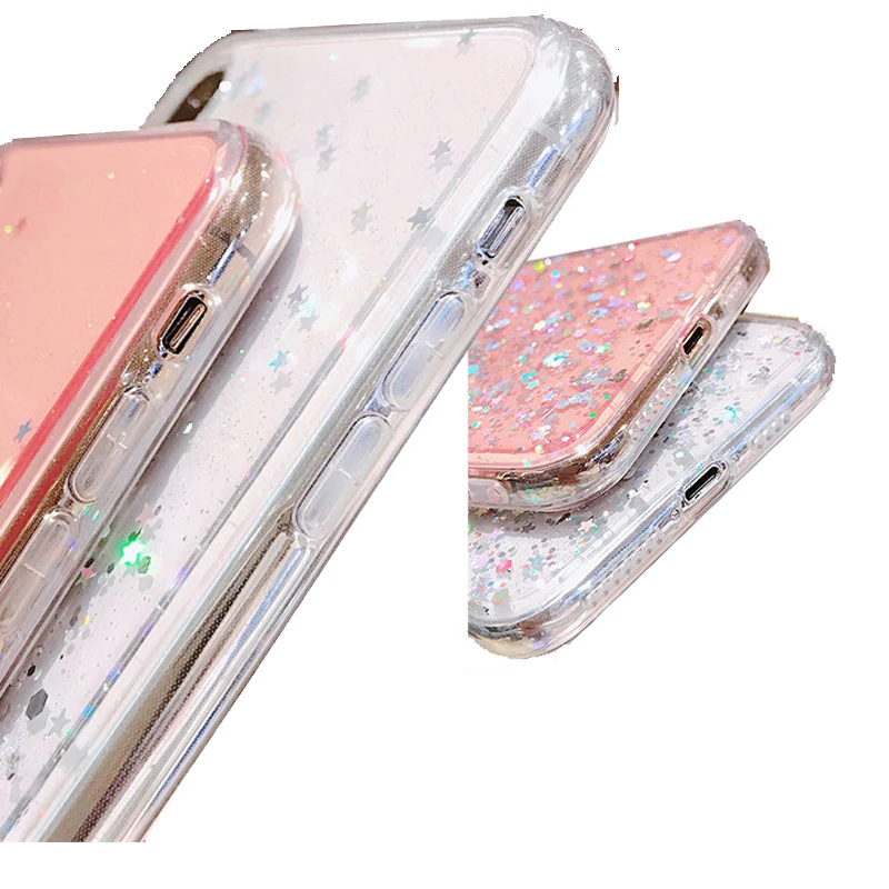 

Bling Star Moon Glitter Soft TPU Phone Cases For Iphone 12 11 Pro XS Max XR X 8 7 6 6S Plus 5S SE Shine Powder Transparent Cover