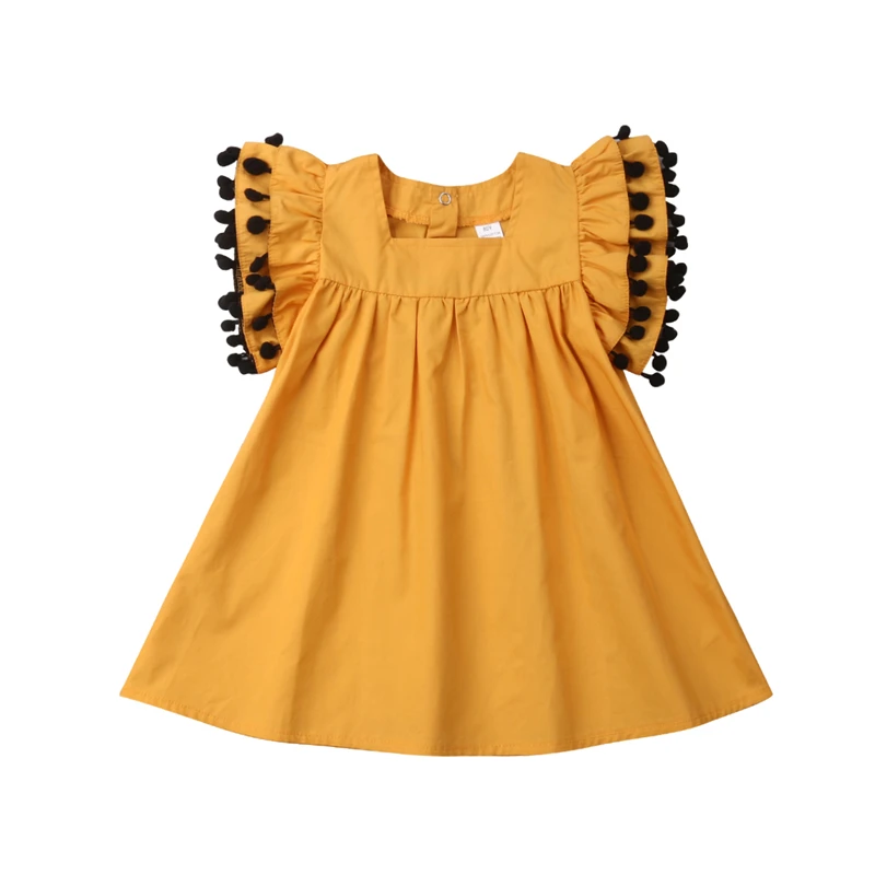 

AA Dresses For Girls Tassels Sleeve Mini Dress Cotton Pageant Dresses Casual Kids Clothes Children Dress Summer Girls Sundress