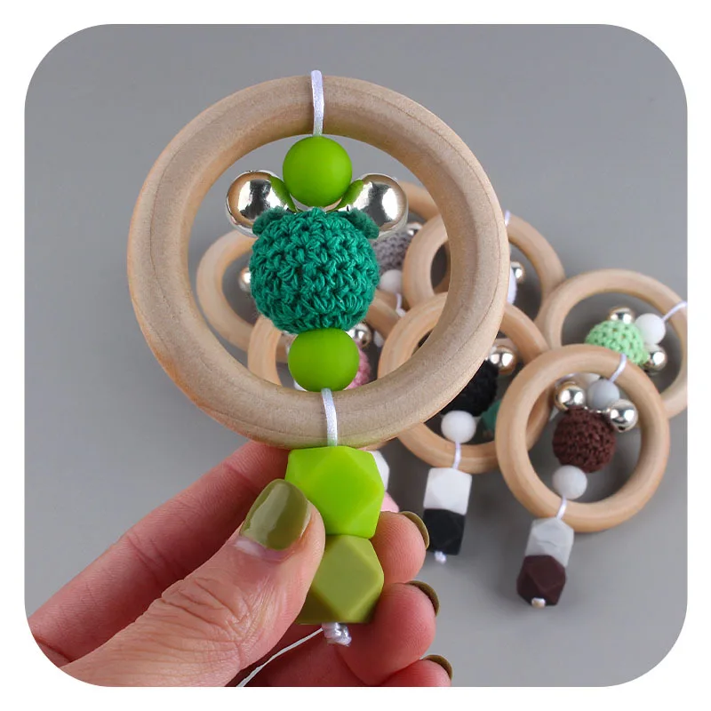 Coskiss-mordedor de madera para beb&eacute;, mordedor de beb&eacute;, juguete para reci&eacute;n nacido para dentici&oacute;n, accesorios de mano para lactancia-4