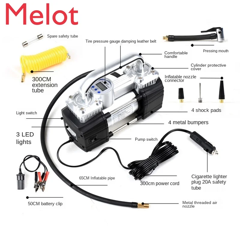 

Multifunctional SUV Vehicle Air Pump Double Cylinder High Pressure High Power Portable Electric Car Tire Air Pump