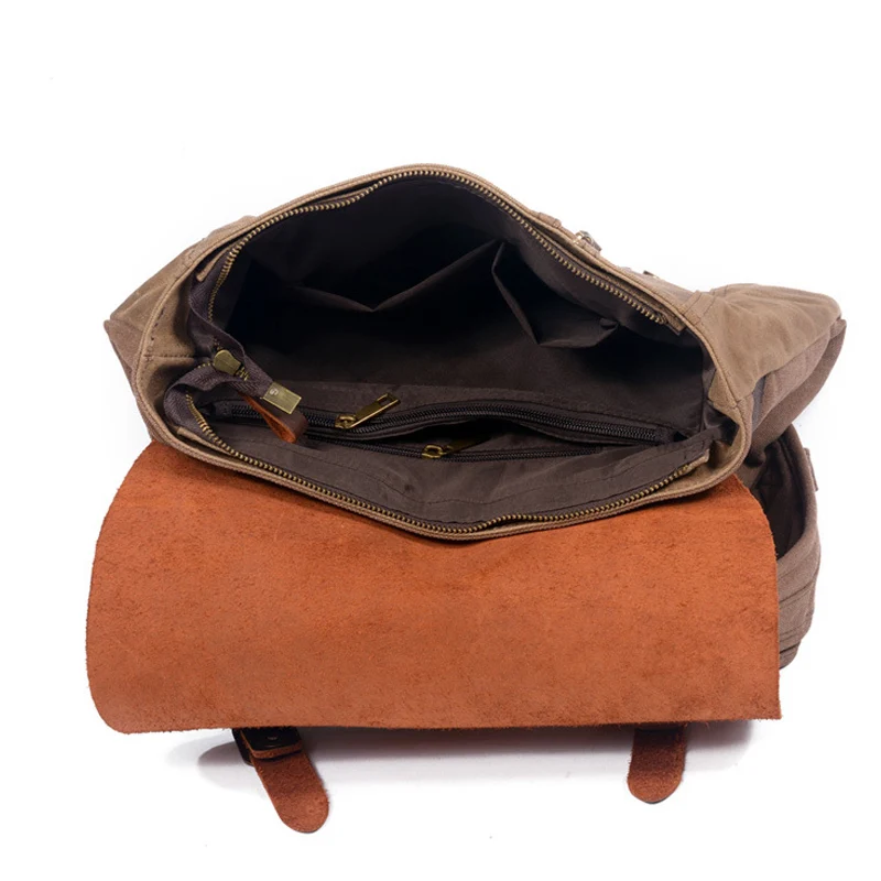 Мужские и женские винтажные рюкзаки для ноутбука Вощеные холщовые дорожный