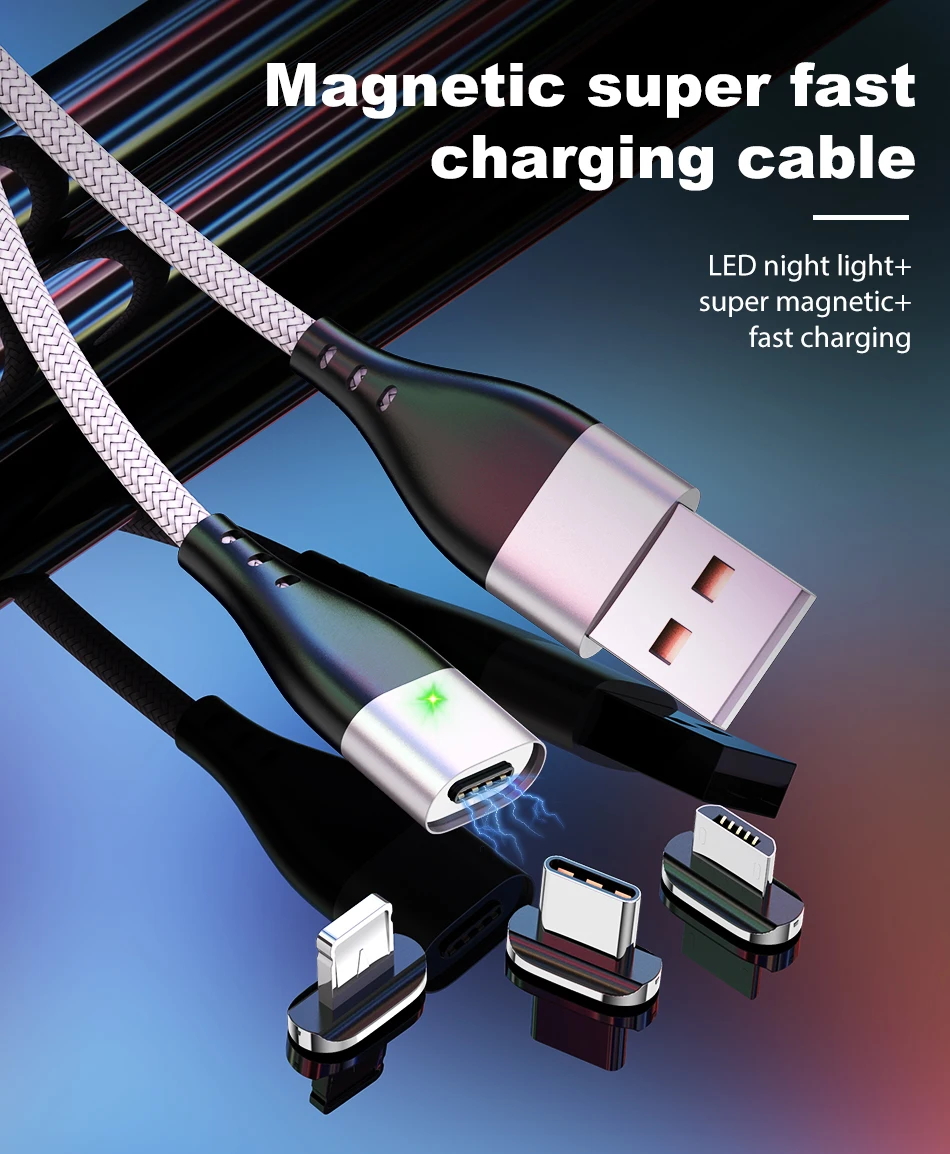 GTWIN 3A Магнитный USB кабель для быстрой зарядки Micro магнит type C шнур для samsung S10 S9 S8 разъем s7 s6 Зарядное устройство USB шнур