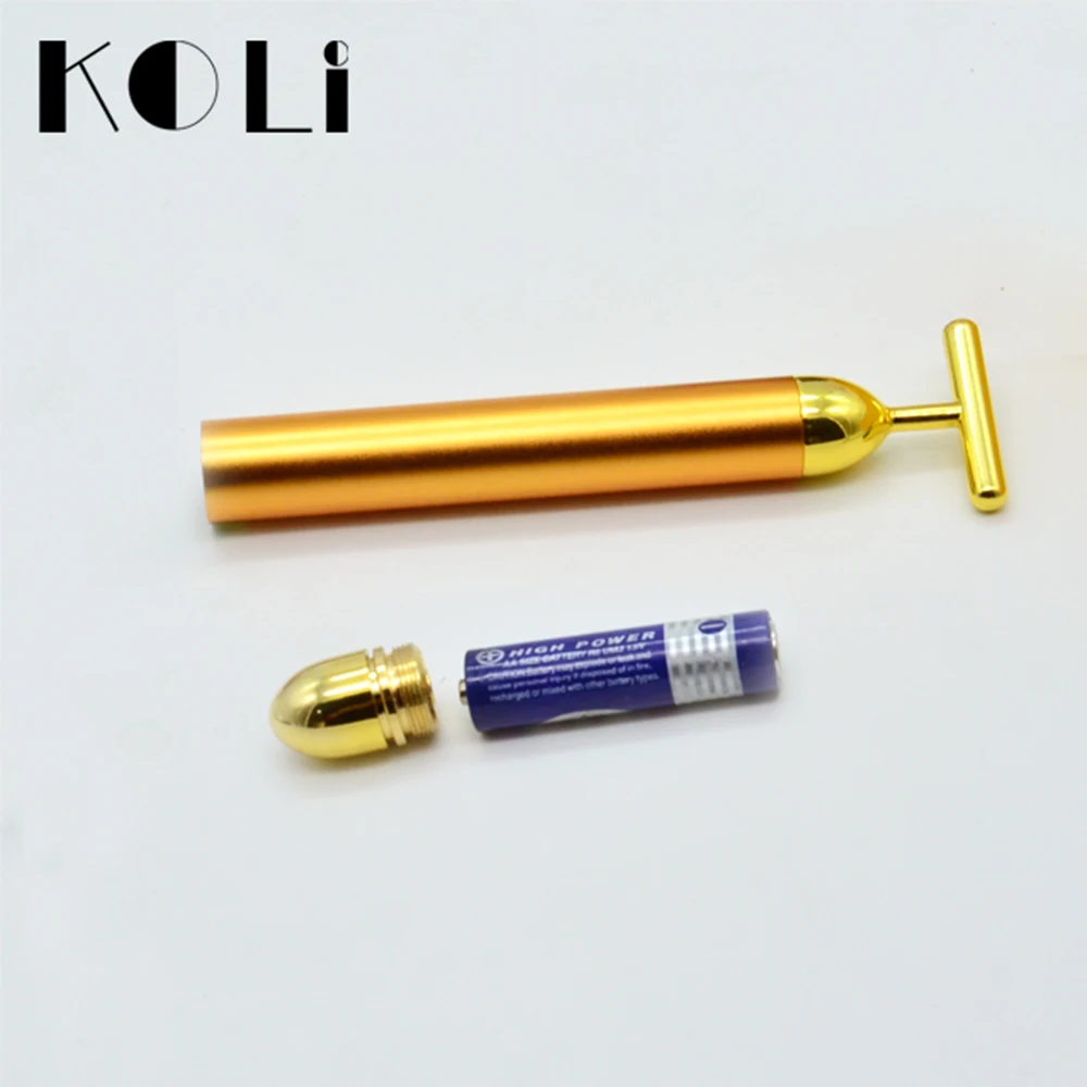 KOLI 24k Золотая Вибрация подтягивание лица красота бар Пульс подтягивающая для лица роликовый массажер подтяжка кожи палочка, разглаживающая морщины