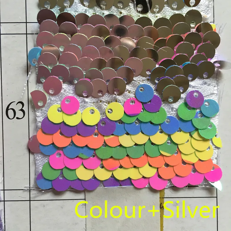Colour silver 3 130 см x 50 см Реверсивный Русалка рыбья чешуя блесток ткань зеленый/розовое золото блесток ткань с пайетками для платьев/бикини/наволочки - Цвет: Colour silver 3