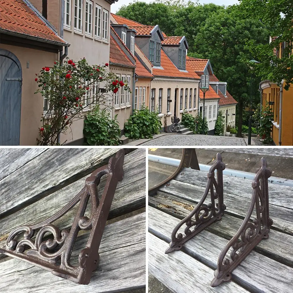 

2pcs/ One Pair Antique Cast Iron Wall Mounted Support Display Holder Heavy Duty Metal Shelf Brackets Home Decor