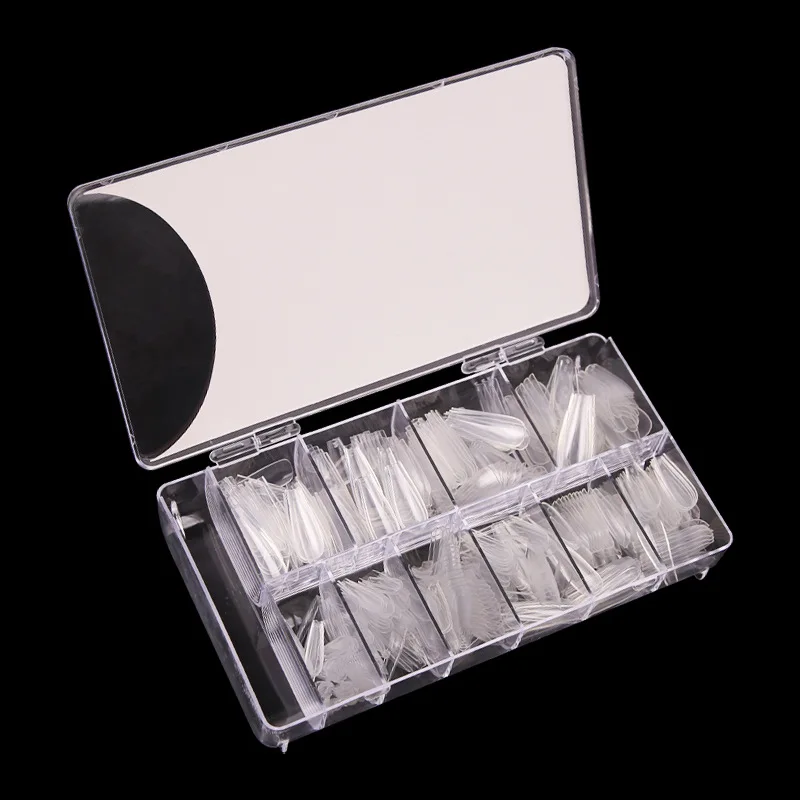 

500pcs/pack 10 Sizes Long Coffin Stiletto Nails Transparent Natural Full Cover False Nail Tips ABS Ballet Fake Nails Tip
