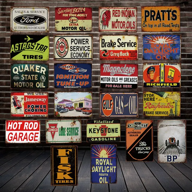 

[ DecorMan ] Sterling Vacuum Motor oil Tires Power Lube TIN SIGN Custom wholesale Mural Paintings Bar PUB Decor LT-1873