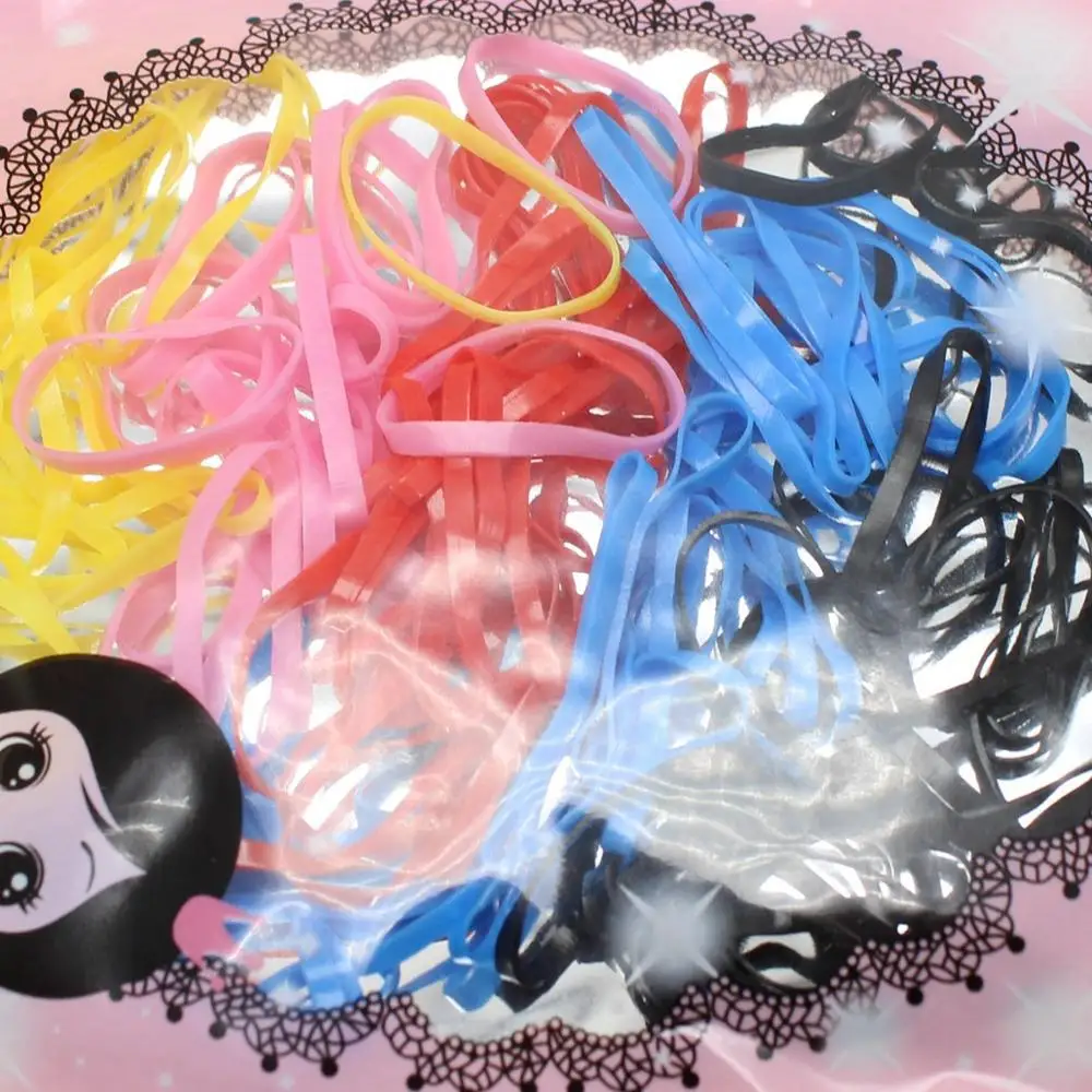500 Разноцветные эластичные резиновые ленты для волос веревки хвоста из ТПУ детей