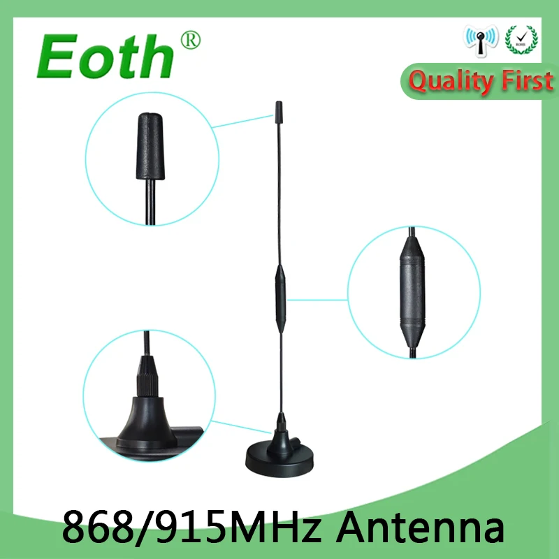 EOTH 5PCS 868MHz lora Antenna lorawan 915 IOT 10dbi SMA male connector 868 915mhz antena sucker aerial 3M Extension cable antene