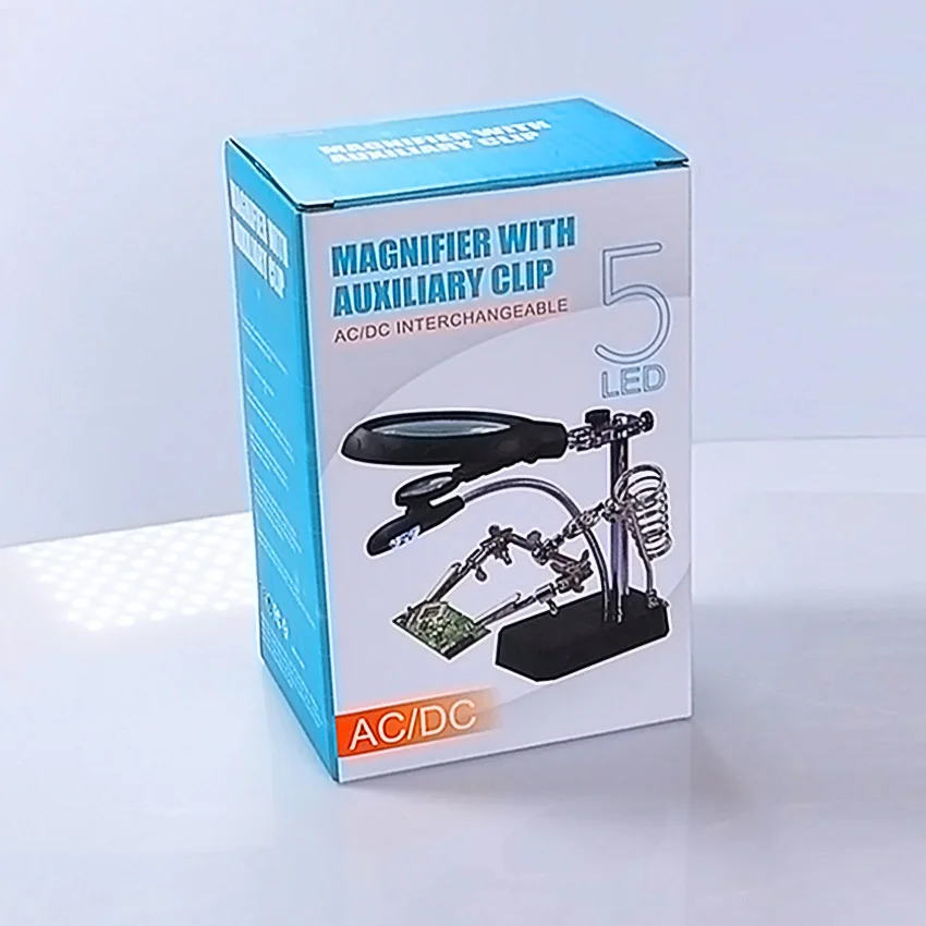 

Welding Magnifying Glass 3X/4.5X LED Auxiliary Clip Magnifier Hand Soldering Solder Iron Stand Holder Station Magnifier
