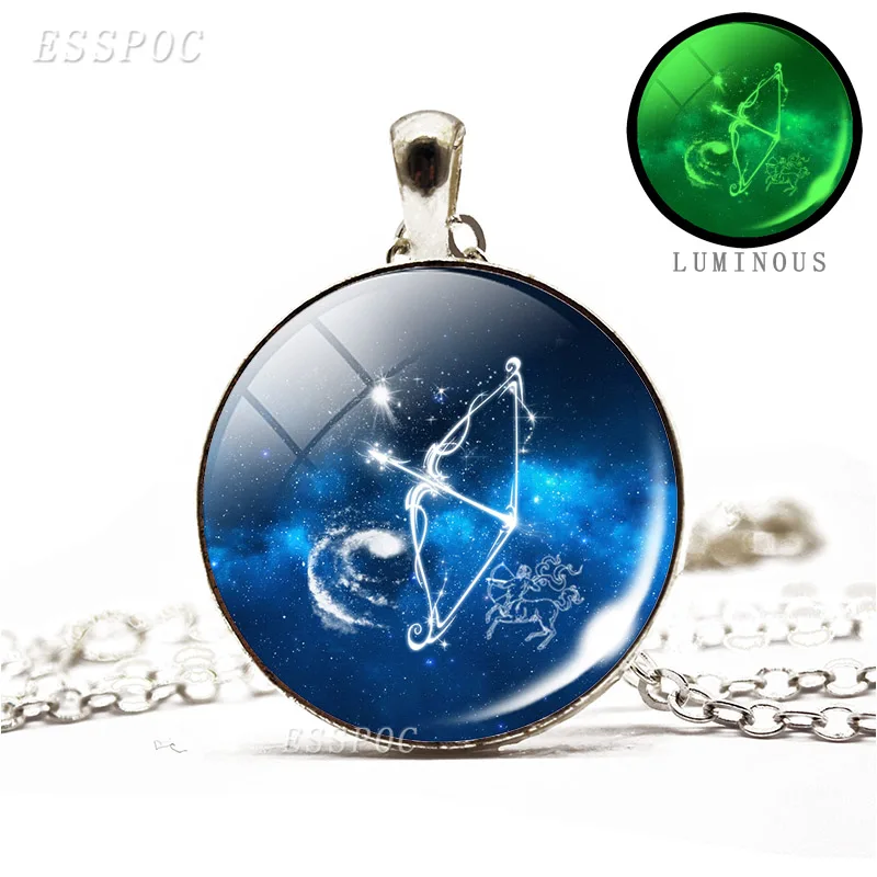 Светящееся в темноте ожерелье 12 дюймов стеклянный кабошон Овен либра таусс рак