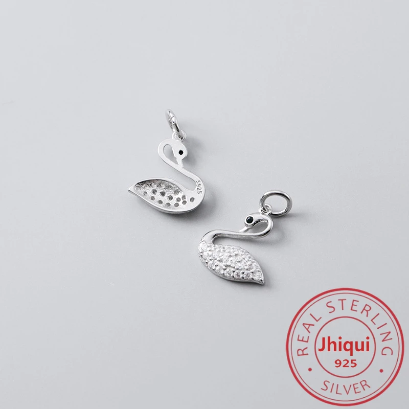 1 шт. Подвеска из стерлингового серебра 925 пробы с цирконием и лебедем для