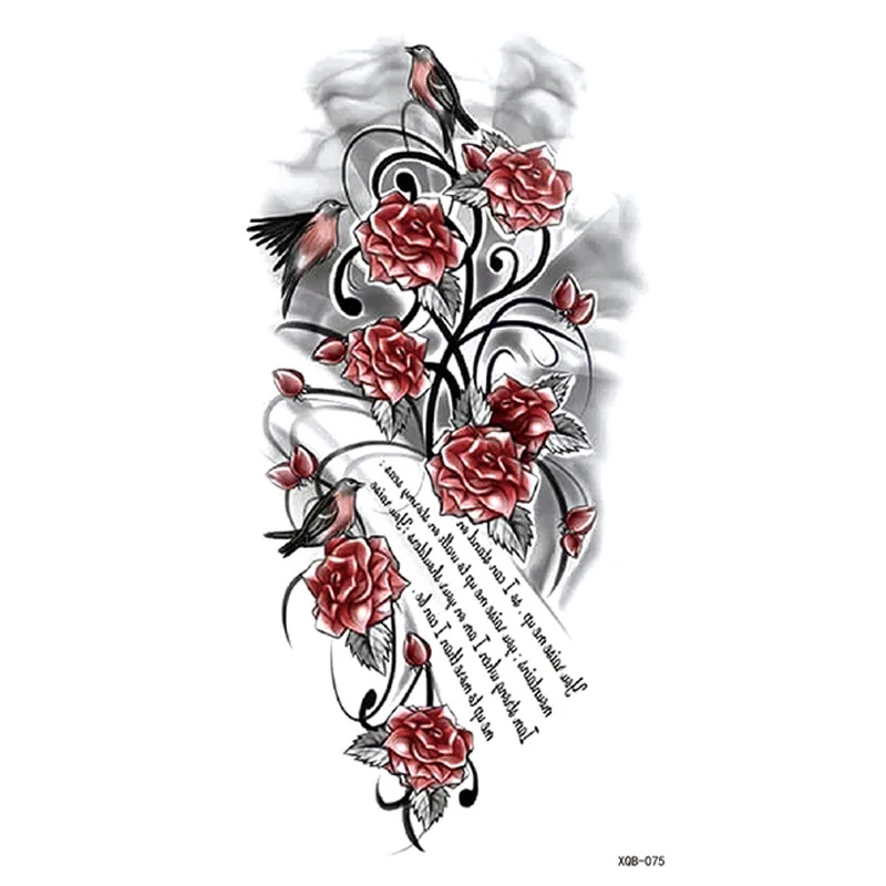 Временная тату для женщин и девушек наклейки больших размеров с рисунком роз
