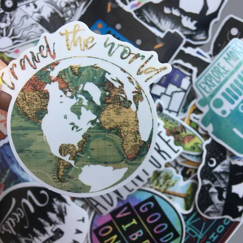 

Наклейки водостойкие для чемодана, ноутбука, автомобиля, кемпинга, дикой природы, приключений, пейзажа, 65 шт., туристические наклейки