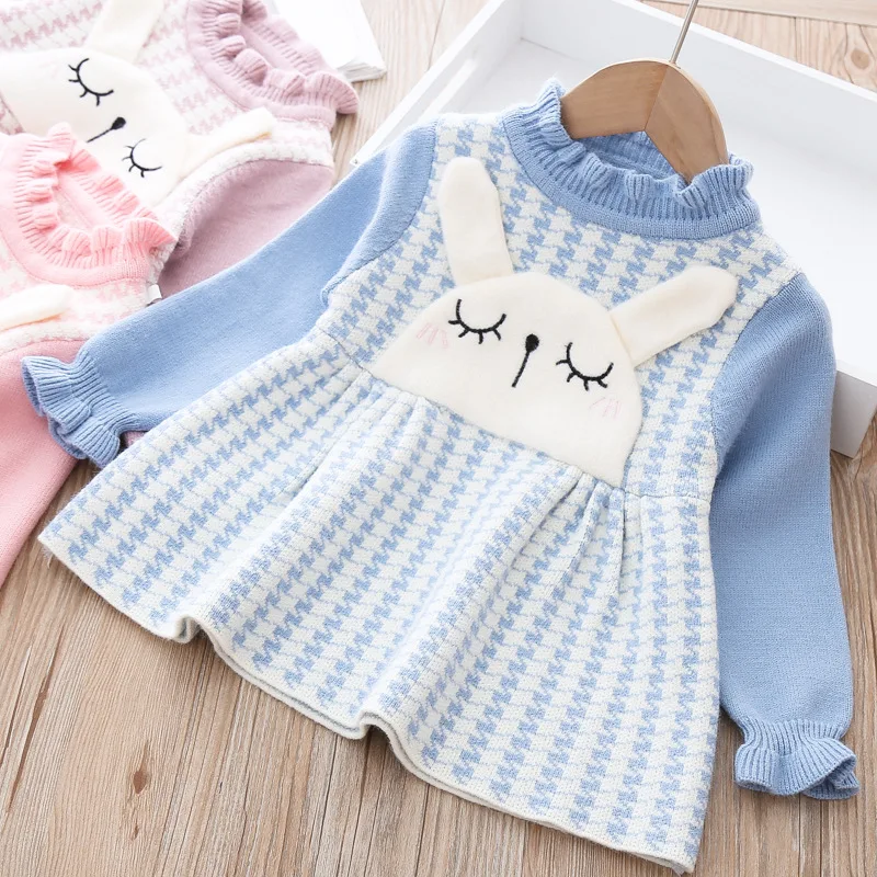 Вязаное платье-свитер для девочек с высоким воротом | Детская одежда и обувь