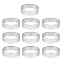 10pcs round stainless seamless tart ring quiche ring tart pan ring with hole tart shell ring 4 5cm