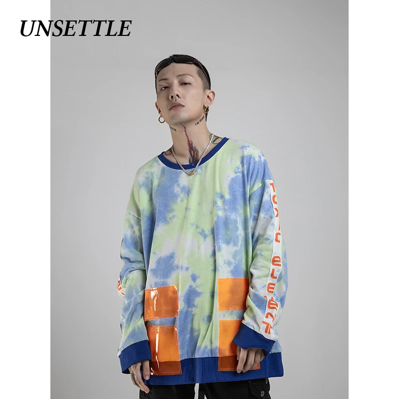 Толстовка UNSETTLE 2020SS в стиле хип хоп с карманом из ПВХ для мужчин и женщин модная