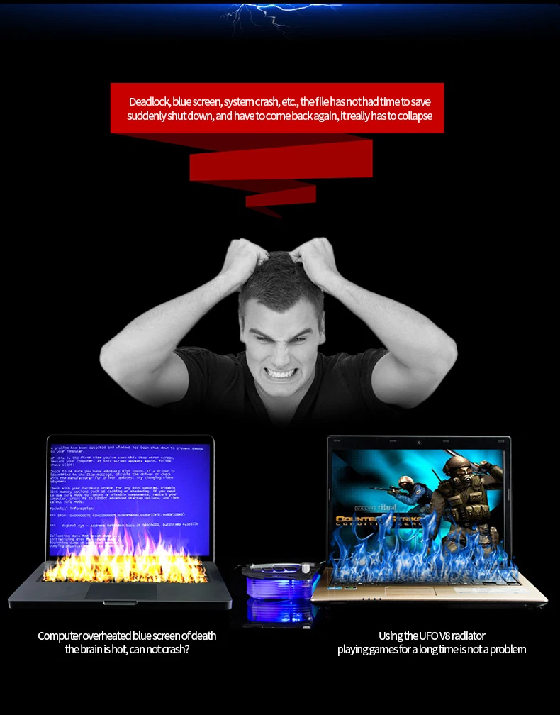 USB Portable Laptop Fan Cooler Notebook Radiator LCD Display Rapid Cooling Adjustable Speed Auto-Temp Detection Vacuum