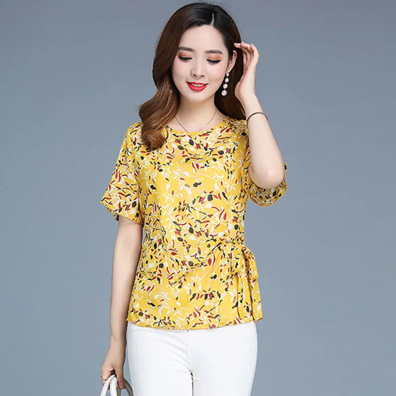 Женские весенне-летние стильные шифоновые Блузки Рубашки повседневные короткий