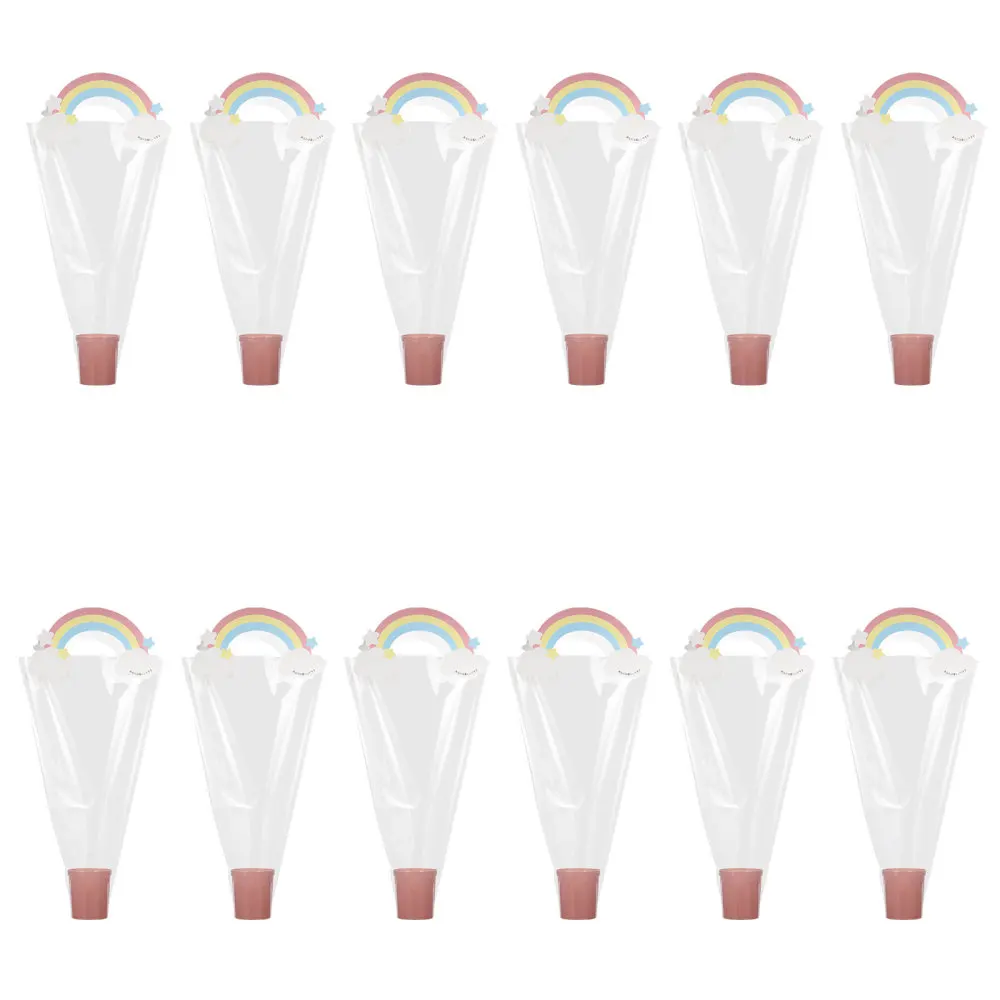

12pcs Rainbow Design Flowers Storage Bags Gift Bouquet Bags Rose Packaging Bags
