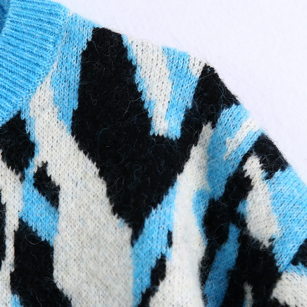 Свитера женская модная одежда 2021 зебра жаккардовый вязаный укороченный свитер