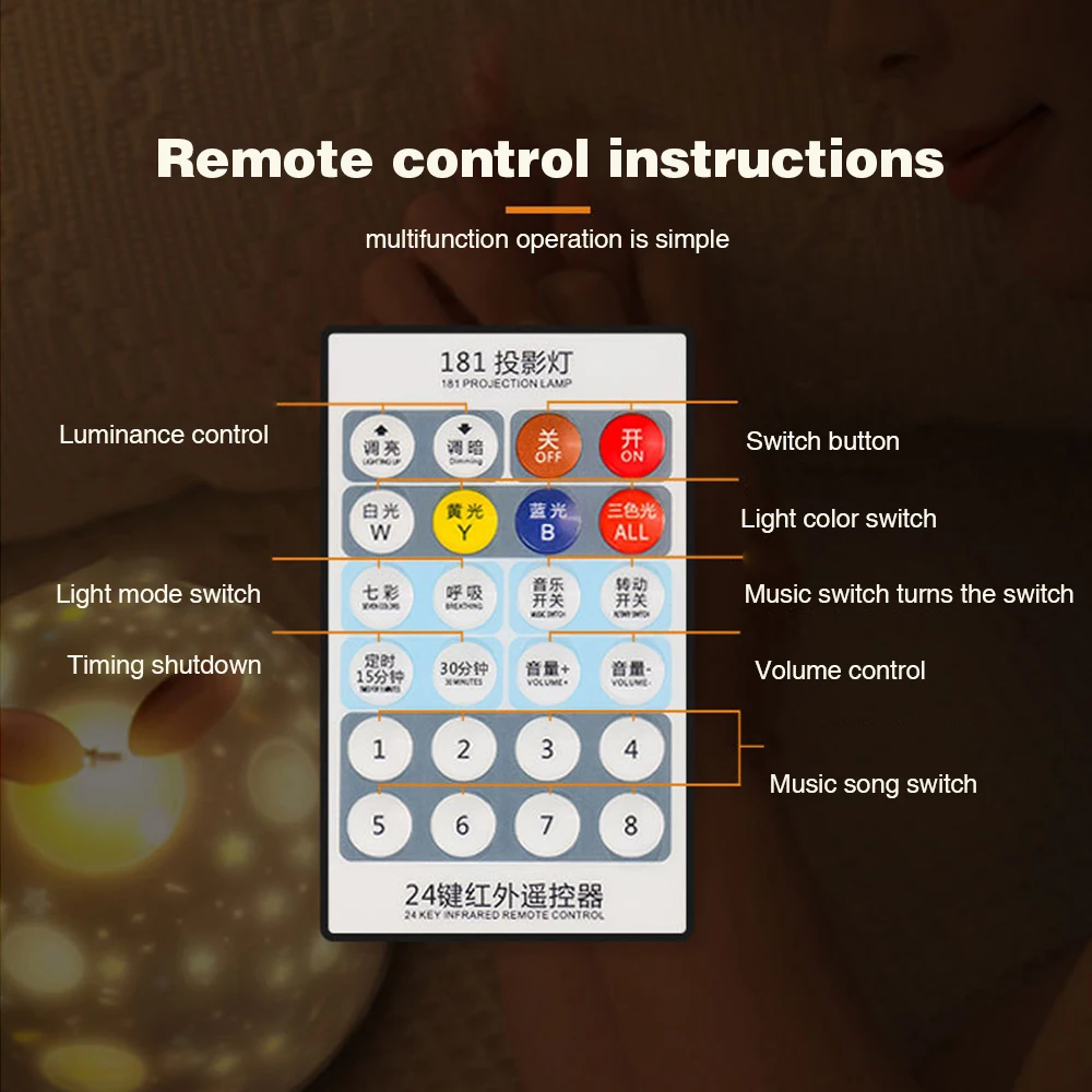 

LED Rotating Projection Lamp Starry Sky Romantic Projection Lamp Music Box Linglu Mengtu Remote Control Starry Projector Lamp