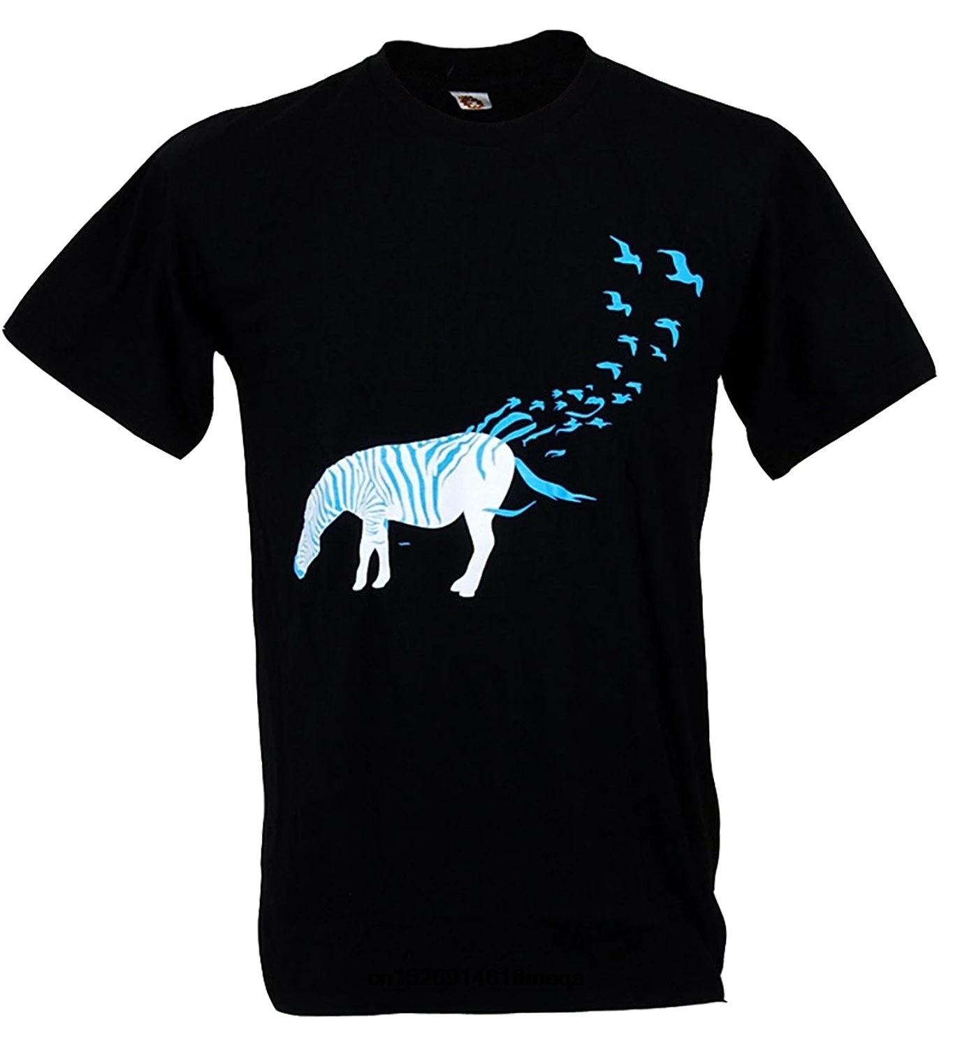 Футболка с принтом зебры природы краски птицы хлопок коротким рукавом мужские