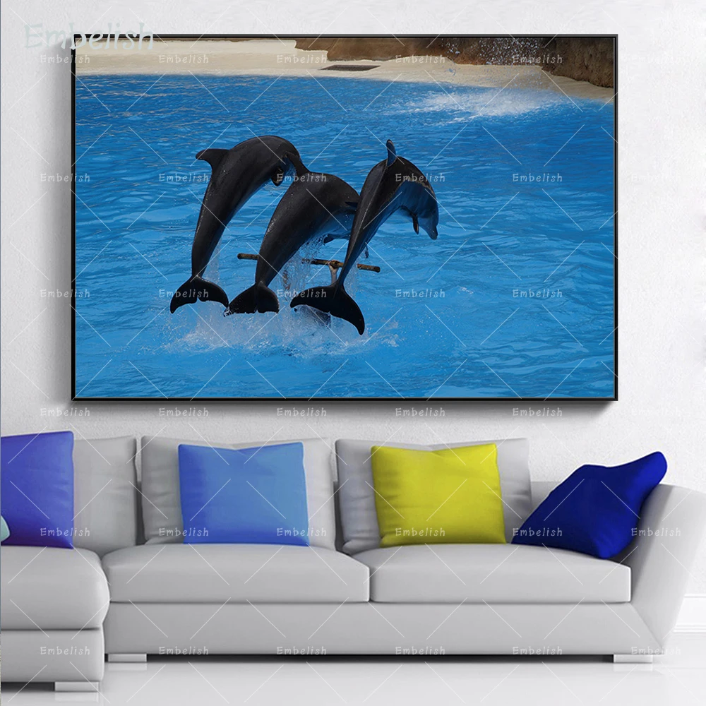 1 шт. картины прыгающие дельфины Современный домашний декор для гостиной