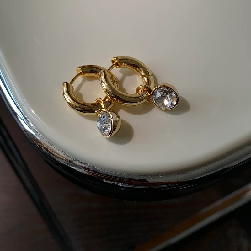 

Timeless Wonder Glam Zirconia Geo Hoops Earrings Women Jewelry Designer Gothic Party Trendy Gift Punk Kpop Ins Detachable 6336