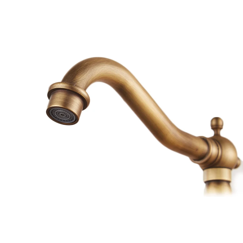 360 Вращение одной ручкой смеситель античная латунь ванная раковина резной