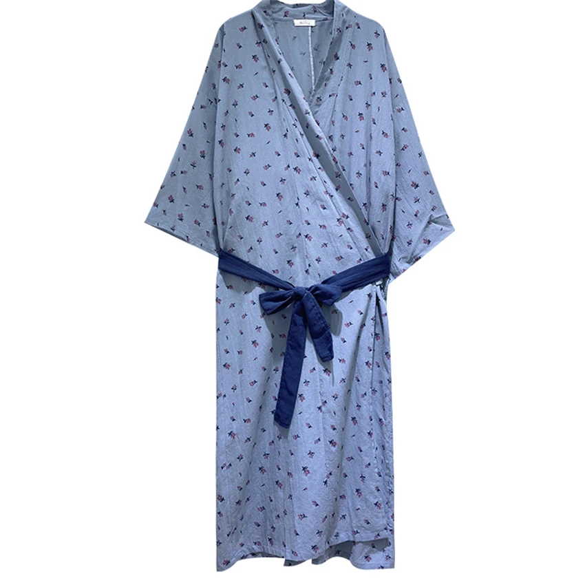 

Cotton Long Sleeve Print Lace Cardigan Homewear Pyjama Loungewear Sexy Kimono Japanese Style Home Service Bridesmaid Robes Bride