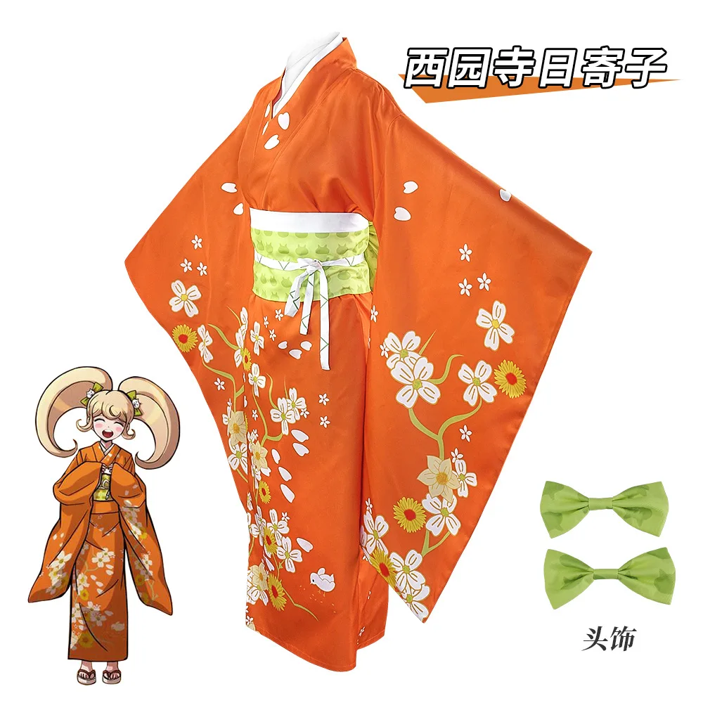 

Super Danganronpa 2 Cosplay Costume Hiyoko Saionji Kimono Cosplay Costume Cosplay Wig Long Hair Pony Tail Wigs for Women