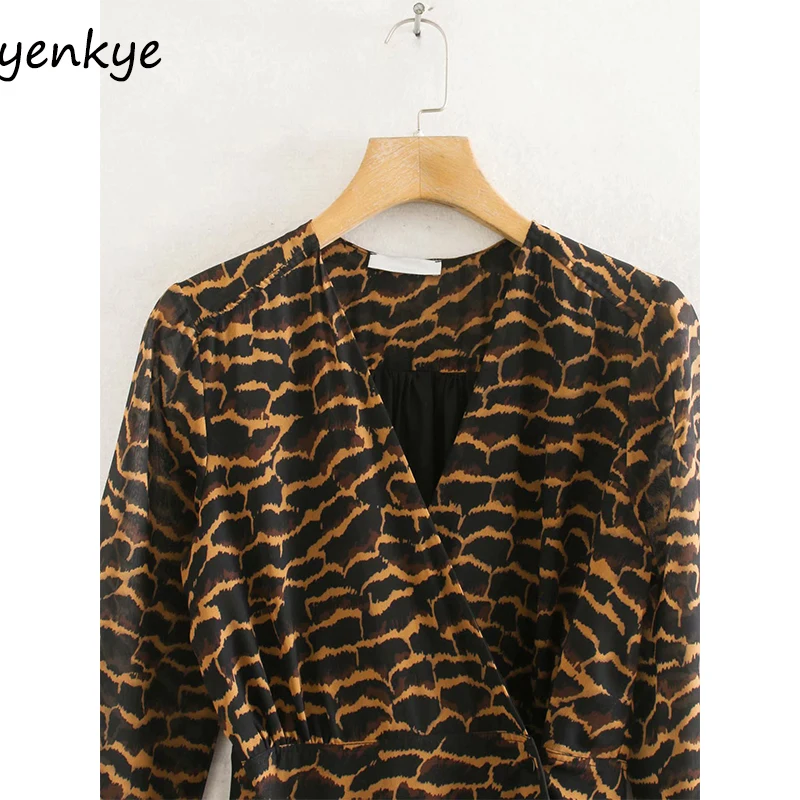 Женское винтажное длинное платье с принтом элегантное женское v-образным вырезом