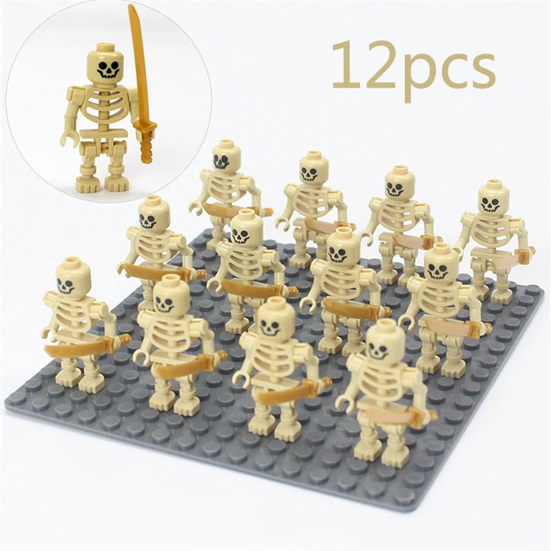 Ninja Skeleton Medieval Castle Knight Warriors Skeletons Building Blocks Strong Orcs Figures Collection Toys For Kids Gifts lego technic gears