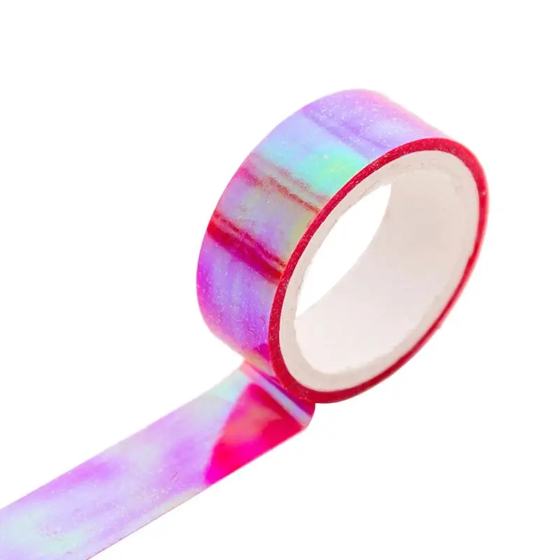 

Glitter Rainbow Laser Washi Tape Stationery Scrapbooking Decorative Adhesive Tapes DIY Masking Tape M17F