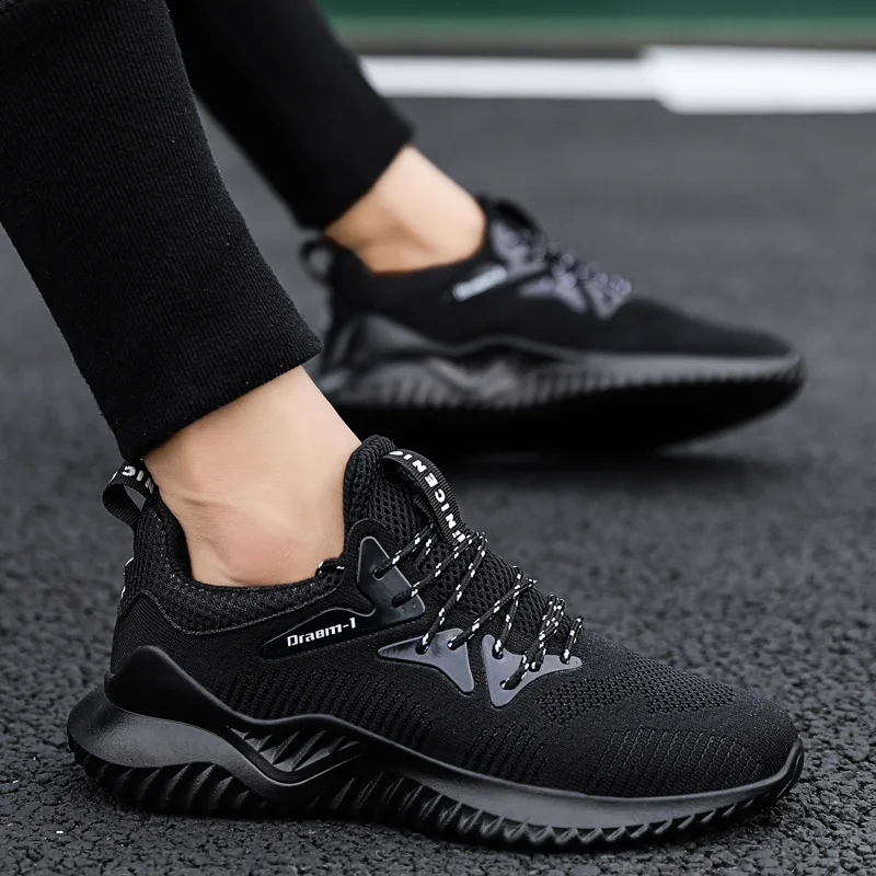 Мужские кроссовки для бега дышащие сетчатые на шнуровке улицы фитнеса спорта