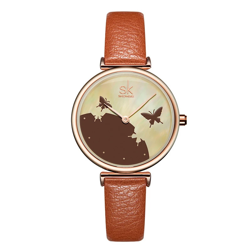 

New Products Ladies Watch Shell Face Butterfly Mountain Quartz Watch Fashion Simple All-match Jewelry Couple Gift