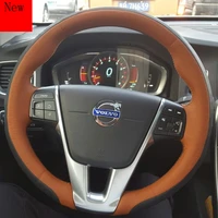 hand stitched leather suede car steering wheel cover for volvo xc60 xc90 s40 s80l v60 s60l car accessories